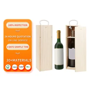 Wooden Wine Box Single Bottle Wine Champagne Storage Box with Handle Gift for Birthday Parties Weddings and Housewarming