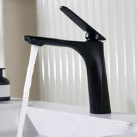 Robinet de lavabo monocommande noir mat, mitigeur eau chaude et froide en alliage de zinc pour salle de bain