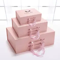2022 Новые поступления, магнитная Подарочная коробка, розовая упаковка, Пользовательский логотип, печатная Магнитная Складная бумага, плоская упаковка, подарочные коробки с ручкой