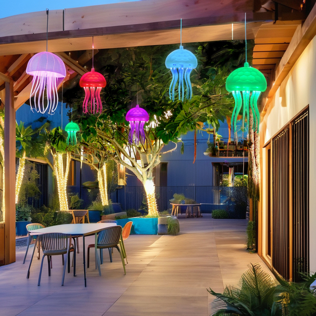 High Quality Outdoor LED Acrylic Simulation Suspension Motif Dancing Jellyfish Lamp for Christmas Shopping Mall Decorative