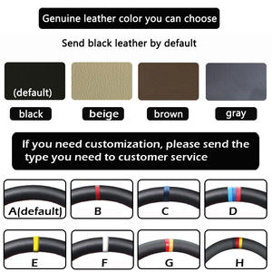Fundas de Cuero Genuino Negro para <span class=keywords><strong>Volante</strong></span> Cosidas a Mano para <span class=keywords><strong>Kia</strong></span> 2005-2009, <span class=keywords><strong>Kia</strong></span> <span class=keywords><strong>Rio</strong></span> 2007 y Hyundai Accent - Product Image 3