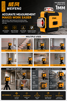 Niveau laser industriel auto-nivelant haute précision 16 lignes jaune avec largeur de ligne de 3 mm, portée auto-nivelante 0-30 m, prix usine abordable