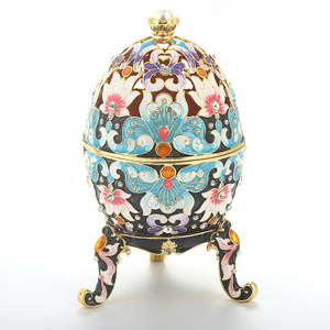 Œuf <span class=keywords><strong>Fabergé</strong></span> de <span class=keywords><strong>style</strong></span> vintage classique peint à la main avec un émail riche et des strass étincelants, boîte à bijoux - Product Image 4