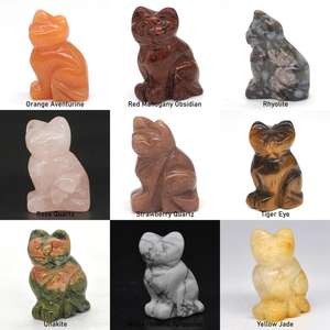 Wholesale Natural Gemstone Carving <strong>Cat</strong> Statue Reiki Animals <strong>Figurines</strong> for Healing Crystal Stones Beads Decoration - Product Image 5
