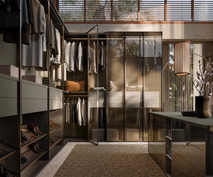 Armoire compte-gouttes murale moderne et ouverte Armoire penderie meubles de chambre à coucher Systèmes de placard Organisateur Armoire à portes coulissantes en verre - Product Image 5