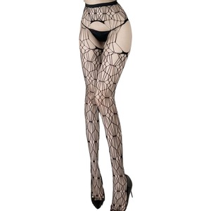 Mu Ruan Women Thigh High Fishnet Stockings Open Crotch Spider Web Pattern Transparent Pantyhose Sexy See Through - Product Image 5