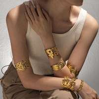 Nouveauté : Bracelets empilables en acier inoxydable plaqué or 18 carats, design exclusif corail et fleurs, bijoux de mode