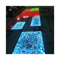 Carrelage de sol en pierre translucide agate de cristal coloré rétroéclairé avec pierre naturelle et lumière LED