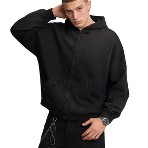 Sudadera con capucha premium 100% algodón French Terry para hombre, con cremallera, estilo Y2K personalizado, estampado desgastado, fabricante de sudaderas con capucha a bajo costo - Product Image 1