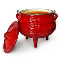 Panci Potjie 3 Kaki Berlapis Email, Panci Belanda untuk Memasak Braai, Berkemah di Luar Ruangan, Panci Sup Potjiekos