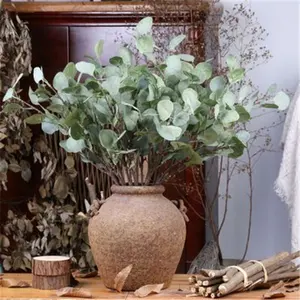 T366 Dusty Green/Purple/Fall Eucalyptus Leaves Bouquet Greenery Artificial Silk Eucalyptus Stems For Flower Arrangements