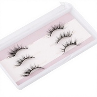 Qtbeauty CF68 Faux cils 3D en fibres végétales, sans cruauté, réutilisables, faits à la main, en tige de coton noir, vente en gros