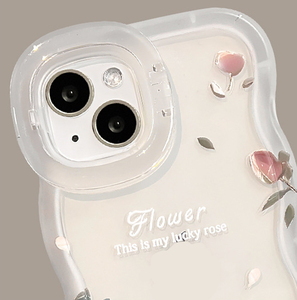 Funda Protectora de TPU con Borde Ondulado y Doble Soporte Invisible con Estampado de Rosas de Lujo para <span class=keywords><strong>iPhone</strong></span> 11 <span class=keywords><strong>12</strong></span> 13 14 15 16 17 Pro Max - Product Image 5
