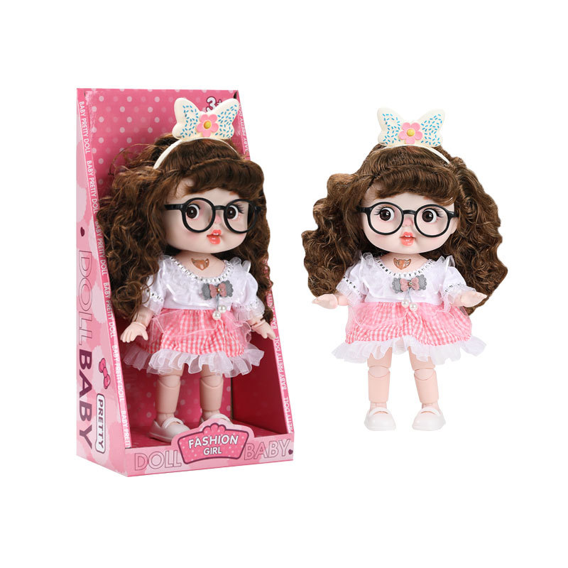Girl doll with glasses and long hair