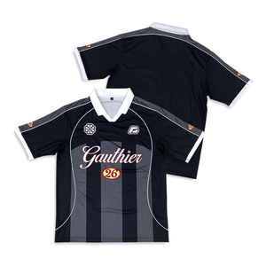 Jersey Sepak Bola Unisex Custom Cetak Digital Poliester/Katun Kerah V Lengan Pendek Model Kotak Crop Layanan OEM Pemotongan Otomatis - Product Image 1