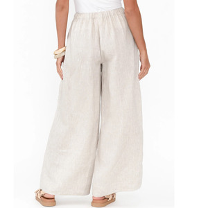 <span class=keywords><strong>Pantaloni</strong></span> Lunghi Casual da Donna Traspiranti a Vita Alta, Vestibilità Ampia, in Misto Lino Viscosa con Coulisse, Ideali per l'Estate - Vendita all'Ingrosso - Product Image 3