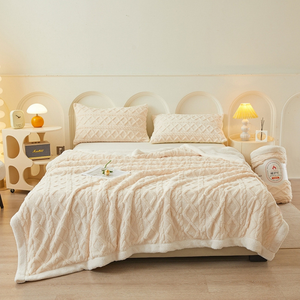 Manta de Lujo Acolchada de Tafetán y Franela <span class=keywords><strong>Sherpa</strong></span>, Tamaño <span class=keywords><strong>King</strong></span>, Manta de Lana Gruesa y Cálida para Invierno, Decoración para el Hogar, para Sofá Cama - Product Image 5