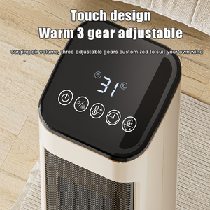 Ventilateur chauffant électrique sur pied en métal 2000W, portable, céramique PTC, minuterie 12 heures, contrôle tactile, effet de flamme 3D, rapide - Product Image 6