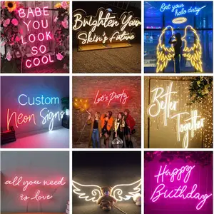 China Manufacture Large Happy Birthday Custom Led Neon Sign Lights Art For Event Decoration Party Wedding