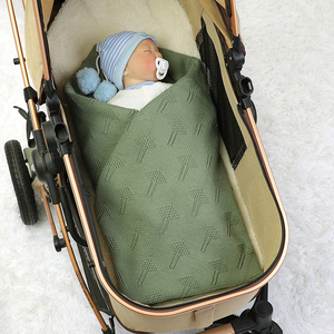 Ins nuovo Design tinta unita Super morbido cotone organico OEM OEKO bambino lavorato a maglia lenzuola Swaddle <span class=keywords><strong>passeggino</strong></span> coperta in pile - Product Image 4