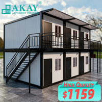 Maison Modulaire Conteneurisée Portable de 20 pieds, Conception Professionnelle, 2 Étages, Coupe-Vent, Préfabriquée, pour Camping ou Bureau