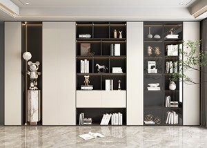 Libreria in stile moderno personalizzabile con Design a porte nascoste in legno per l'home Office e soggiorno che ripongono libri - Product Image 4