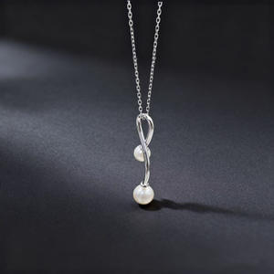 Pendentif en argent S925 31457DIY, perles de 5 à 7 mm, support vide, collier à double perle, accessoires de mode, pendentifs en perles DIY, breloques - Product Image 1