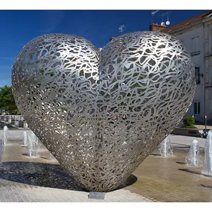 Sculpture en forme de cœur en métal, grande taille, décoration personnalisée en acier inoxydable, cœur métallique