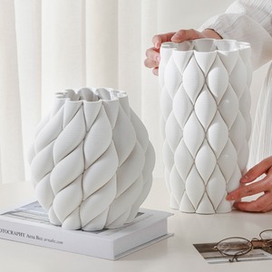 MSH Abstract <strong>3D</strong> Printed Ceramic <strong>Vase</strong> for Modern Office Flower Decoration - Product Image 2