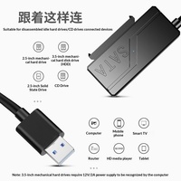 Câble adaptateur de disque dur SATA vers USB3.0 pour disques externes de 2,5 pouces/3,5 pouces, modèle en aluminium plaqué cuivre AL743058282630