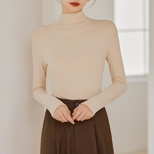 Camicia aderente da <span class=keywords><strong>donna</strong></span> a collo alto a manica lunga tinta unita autunno inverno signora elastica <span class=keywords><strong>calda</strong></span> Basic - Product Image 6