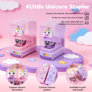 <span class=keywords><strong>Agrafeuse</strong></span> tête de poupée licorne de dessin animé avec 500 agrafes, outil de reliure de bureau mignon pour enfants - Product Image 5