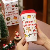 Nouvelle tasse en céramique de Noël 2025, tasse à eau pratique pour la maison, tasse de bureau, tasse à café ou à lait mignonne avec couvercle en silicone, cadeaux de Noël uniques