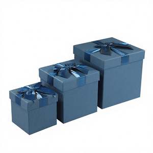 Tiandi Cover Blue Bow Square <b>Large</b> Capacity Gold Foil Coated Paper Cardboard <b>Gift</b> <b>Box</b> for Customers Yiwu Wholesale - Product Image 1