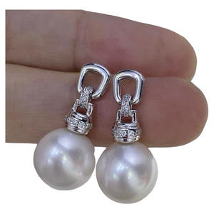 WENCHI 10907 DIY Pearl Accessories S925 <b>Silver</b> Fashion Drop Earrings with 8-14mm <b>Beads</b> Empty Tray Earnail Jewelry Making China - Product Image 5