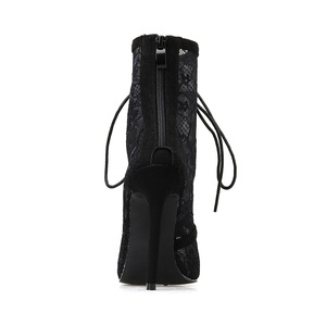 Fashion 2025 Roman <b>Sandals</b> for Women Mid-tube Pointed Toe Stiletto Heels European and American Mesh Short Boots - Product Image 4