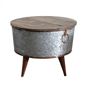 Modern Design Metal Wooden <b>Adjustable</b> <b>Height</b> Round Storage Coffee <b>Table</b> Handmade Living Room Furniture - Product Image 1