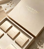 Boîte cadeau rigide de luxe écologique et biodégradable avec logo personnalisé en feuille d'or, multi-compartiments pour bougies parfumées, bijoux, souvenirs