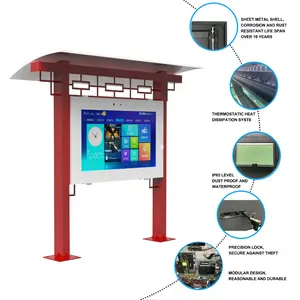 Tablón de anuncios inteligente HD a prueba de lluvia para exteriores, pantalla de empalme, tablero de periódico, vallas publicitarias de pie, señalización Digital