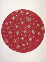 Magnifique set de table rond en jute rouge, résistant à la chaleur, écologique, 38 cm, motif flocon de neige doré, pour Noël, décoration chaleureuse, fête, table à manger