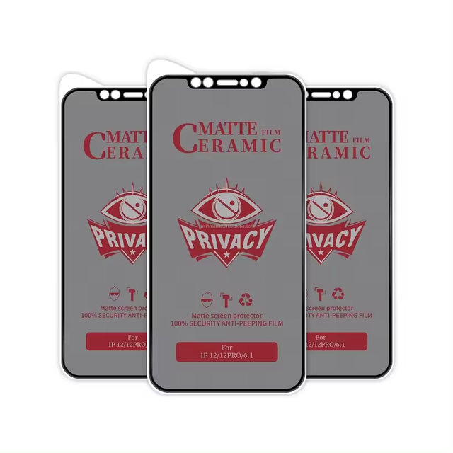 9D Ceramic Privacy Screen Protector Films for iPhone X to 15 Pro Max