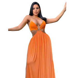 Y208091 bretelles Offres Spéciales personnalisées robe de vacances évidée sexy robes décontractées d'été longueur au sol - Product Image 4