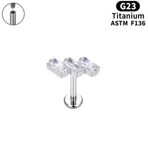 Piercing Rook G23 de Titanio con Triple Circonita Cúbica, Joyería Corporal con Rosca Interna, Anillo de Nariz de Alto Pulido, <span class=keywords><strong>Helix</strong></span> Labial para Niños - Product Image 4