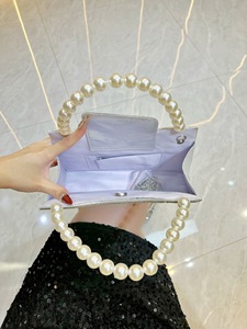 New Square Polyester Handbag Celebrity Fashion Evening <b>Clutch</b> Magnetic Closure Shiny Rhinestone Beaded Crossbody Bag Tanjing - Product Image 3