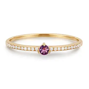 Fancy 18k gold plated 925 sterling silver amethyst and diamond purple sapphire ring