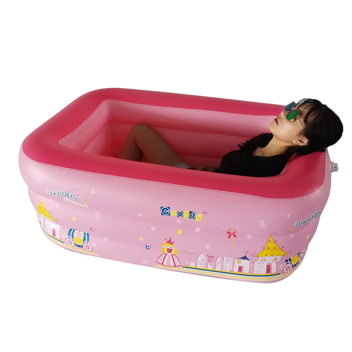 Inflatable PVC plastic pink portable intex above ground outdoor swimming pool for children families bathing recreation