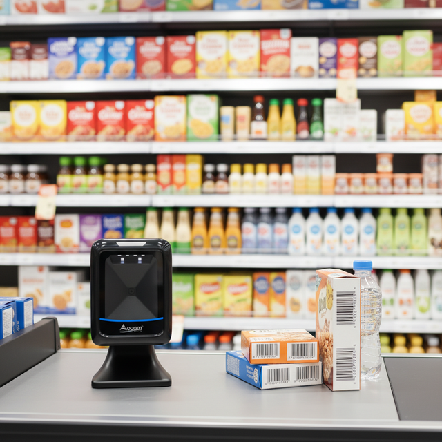 OCBS-T288 OCOM High-Speed 2D Omnidirectional Auto Sensing Desktop Barcode Scanner for Supermarket and Library in Stock