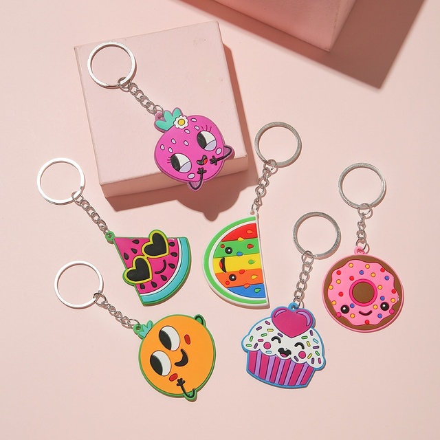 OEM ODM Customizable UV Printed Soft PVC Food Keychain Cute Fruit Shape Car Key Pendant Professional Supplier for Brand