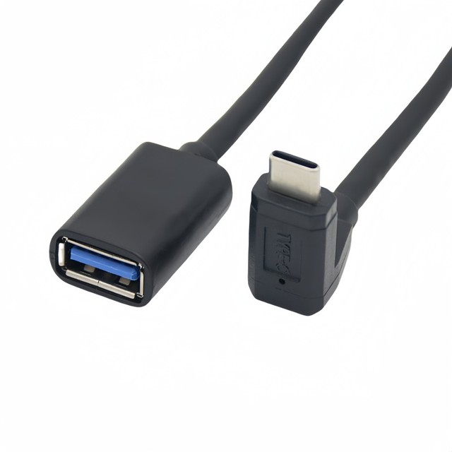 20CM USB 3.0 Type-C Male to Type-A Female OTG Elbow Cable with Braid Shielding and PVC Jacket for Mobile Phone and Computer