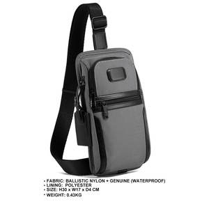 カスタムロゴ1.5Lボリューム本革装飾防水弾道ナイロン高級メンズスリングバッグ - Product Image 2